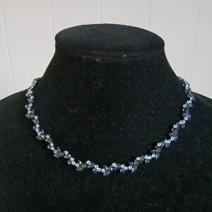 Givenchy Blue Crystal Flower Necklace.